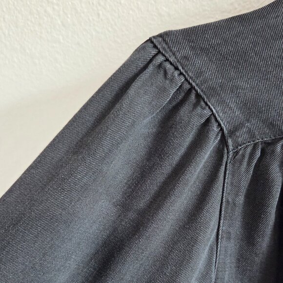 Knox Rose Washed Black Lyocell Blouse Sz Medium Snap-Front Top Victorian Ruffle - Picture 7 of 7